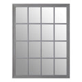 Antique Grey Finish Wooden Grid Wall Mirror