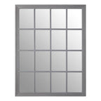 Antique Grey Finish Wooden Grid Wall Mirror