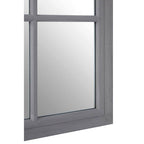 Antique Grey Finish Wooden Grid Wall Mirror