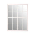 Antique White Finish Wooden Grid Wall Mirror