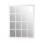 Antique White Finish Wooden Grid Wall Mirror
