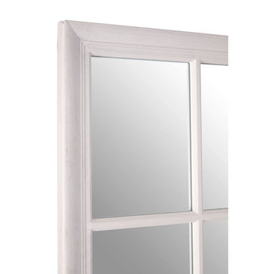 Antique White Finish Wooden Grid Wall Mirror