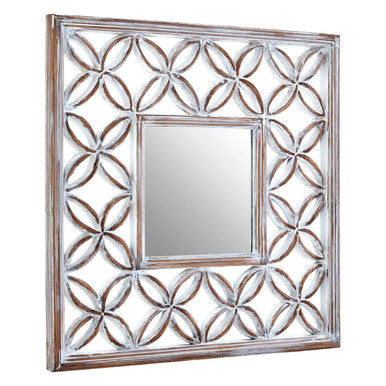 Antique White Lattice Frame Wall Mirror