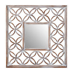 Antique White Lattice Frame Wall Mirror