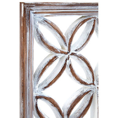 Antique White Lattice Frame Wall Mirror