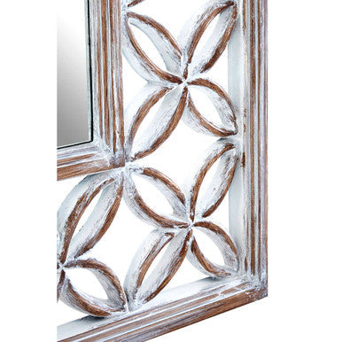 Antique White Lattice Frame Wall Mirror
