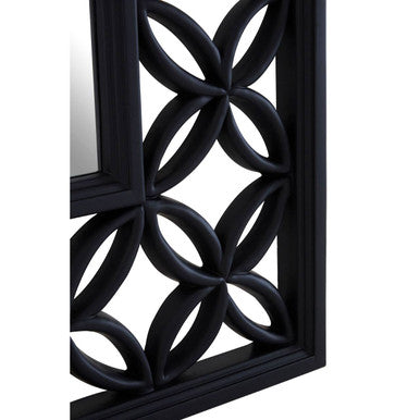 Square Black Lattice Frame Wall Mirror
