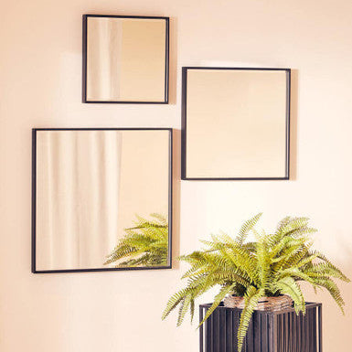 Matt Black Large Square Wall Mirror