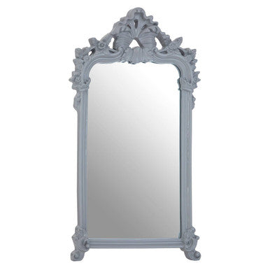Grey Wall Mirror with Ornate Frame