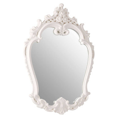 Antique White Rose Crest Wall Mirror