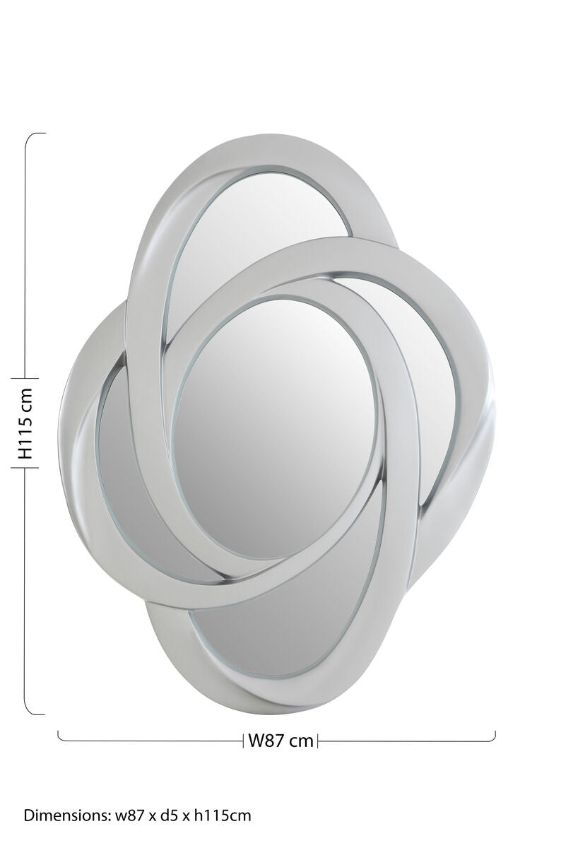 Silver Finish Elliptical Design Wall Mirror