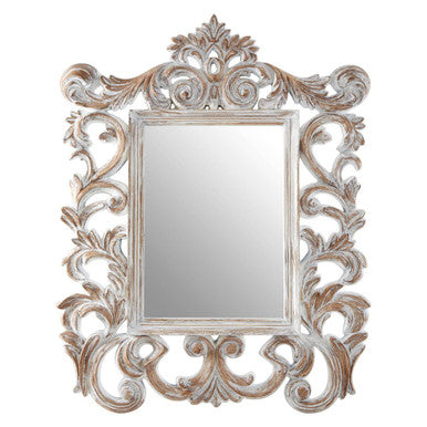 Antique Grey Fleur-De-Lis Wall Mirror