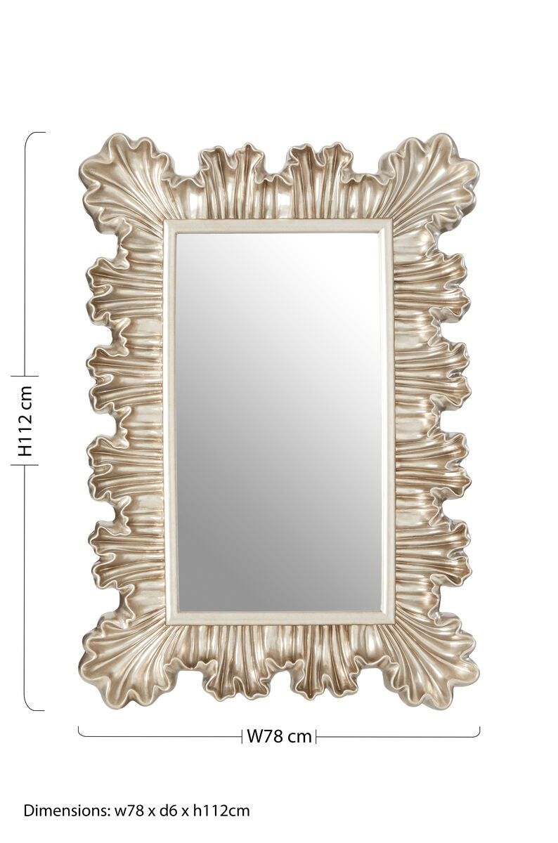Champagne Finish Clamshell Design Wall Mirror