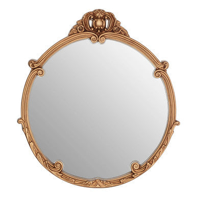 Gold Finish Round Acanthus Leaf Wall Mirror