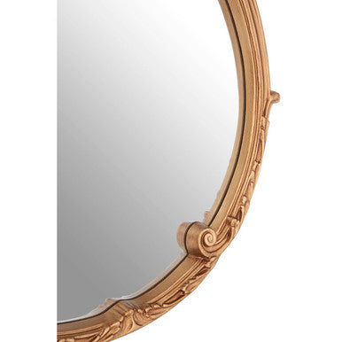 Gold Finish Round Acanthus Leaf Wall Mirror