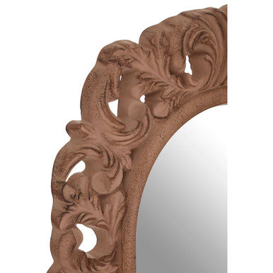 Antique Brown Arc Leaf Wall Mirror