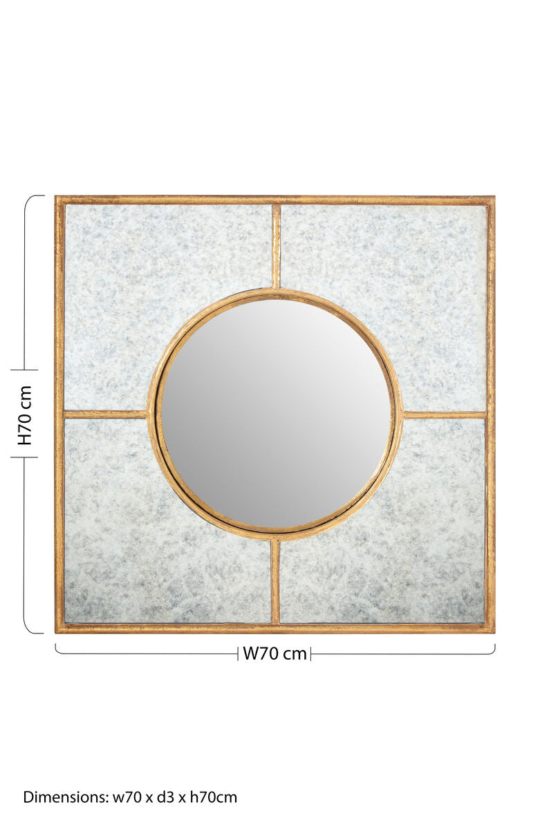 Gold Finish Art Deco Wall Mirror