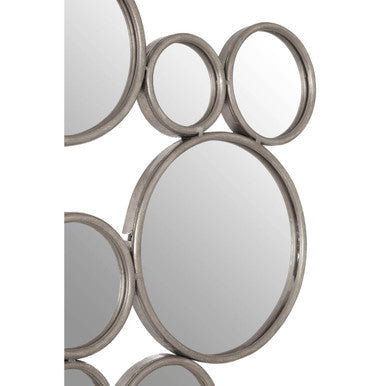 Large Silver Multi Circle Wall Mirror