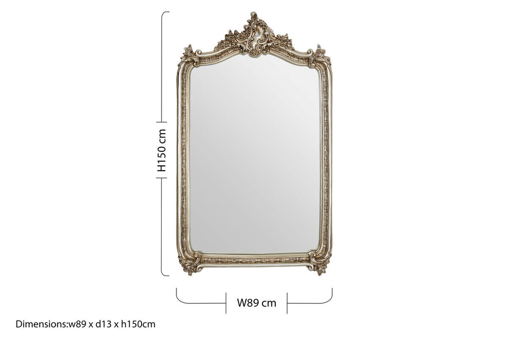 Champagne Finish Floral Wall Mirror