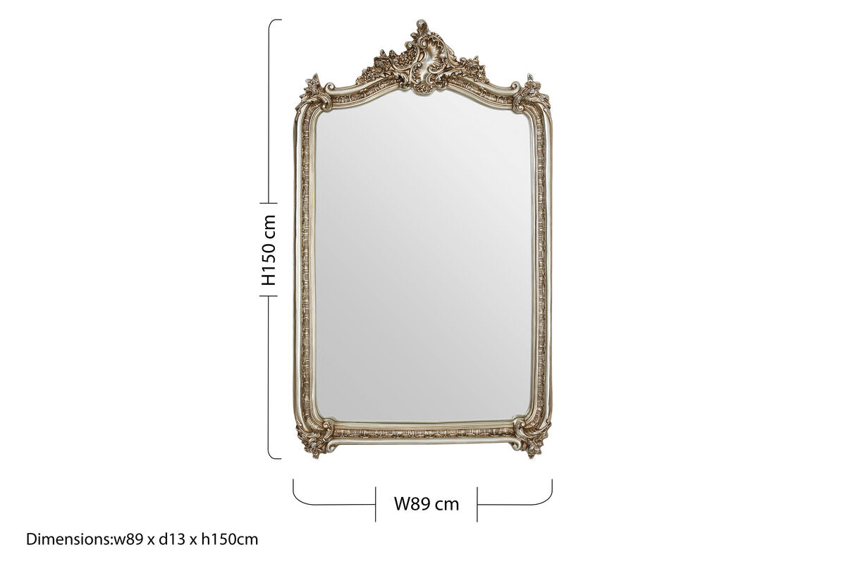 Champagne Finish Floral Wall Mirror