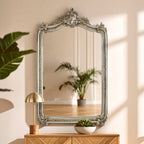 Champagne Finish Floral Wall Mirror