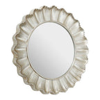 Champagne Finish Scallop Round Wall Mirror