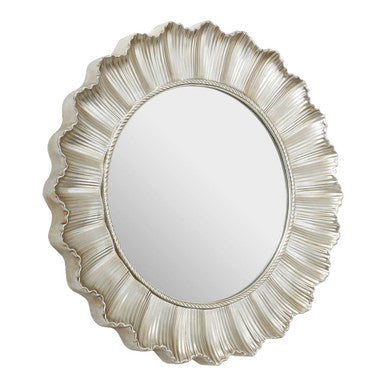 Champagne Finish Scallop Round Wall Mirror