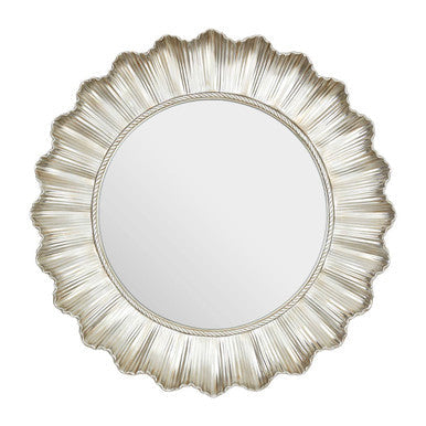 Champagne Finish Scallop Round Wall Mirror