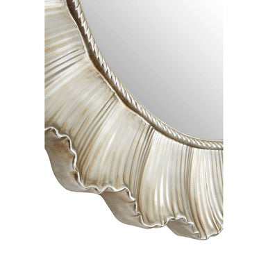 Champagne Finish Scallop Round Wall Mirror