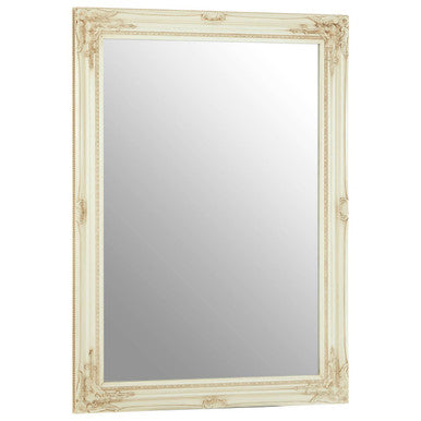 Bone White Wall Mirror with Beaded Detail