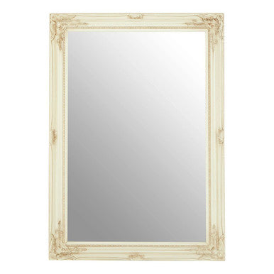 Bone White Wall Mirror with Beaded Detail