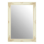 Bone White Wall Mirror with Beaded Detail