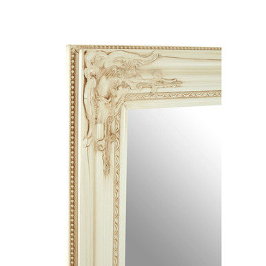 Bone White Wall Mirror with Beaded Detail