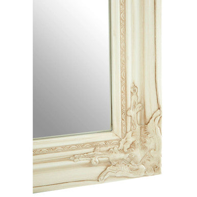Bone White Wall Mirror with Beaded Detail