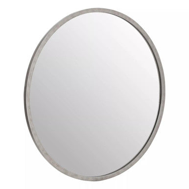 Medium Antique Silver Round Wall Mirror