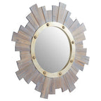Wooden Wall Mirror with Nail Head
