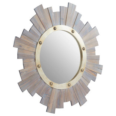 Wooden Wall Mirror with Nail Head