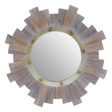 Wooden Wall Mirror with Nail Head