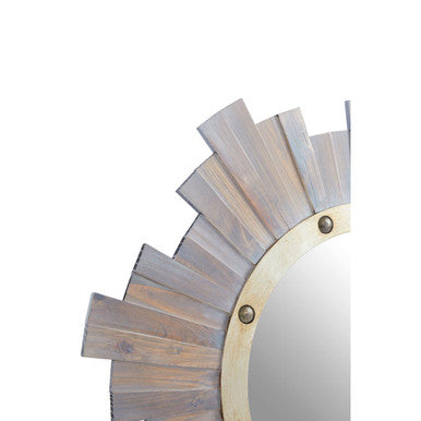 Wooden Wall Mirror with Nail Head