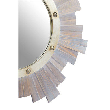 Wooden Wall Mirror with Nail Head