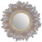 Multilevel Wooden Wall Mirror