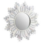 Grey and White Wooden Wall Mirror