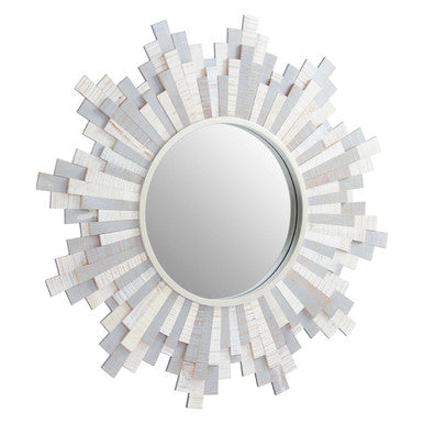 Grey and White Wooden Wall Mirror