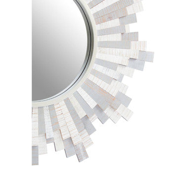 Grey and White Wooden Wall Mirror