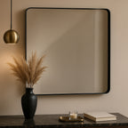 Matt Black Square Wall Mirror