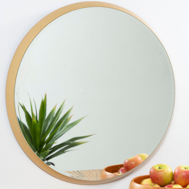 Large Round Wall Mirror with Gold Frame