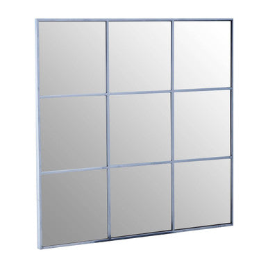 Grid Wall Mirror with Silver Finish Frame