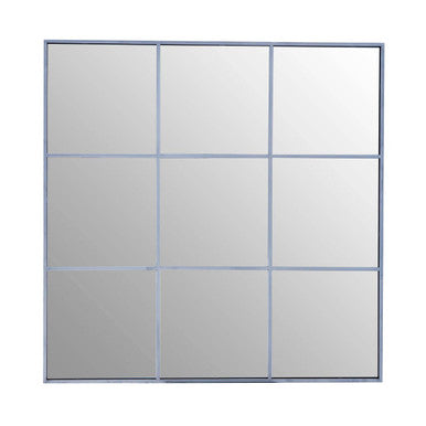 Grid Wall Mirror with Silver Finish Frame