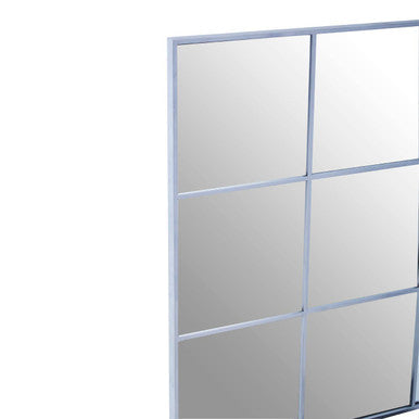 Grid Wall Mirror with Silver Finish Frame