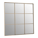 Grid Wall Mirror with Gold Finish Frame